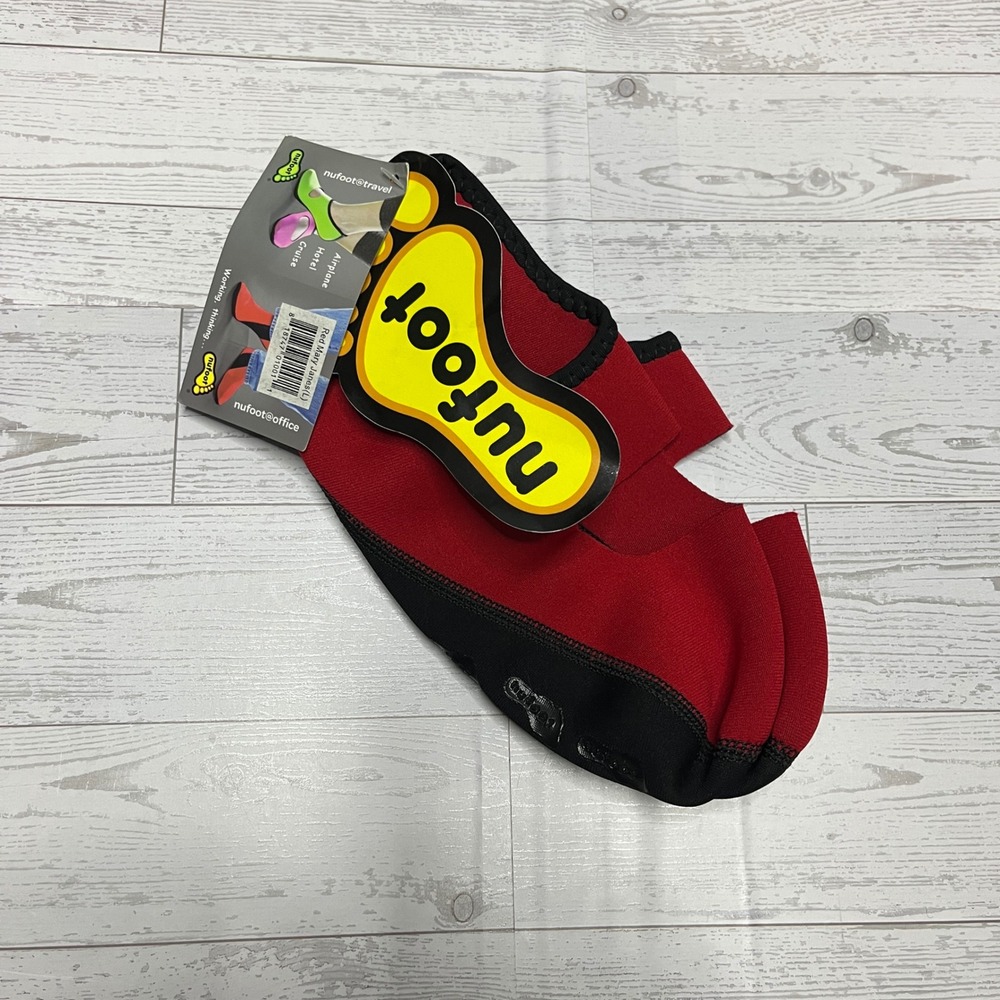 Nufoot Red Mary Janes‎ Neoprene Indoor Travel Slipper Shoes Women Size L 7-10